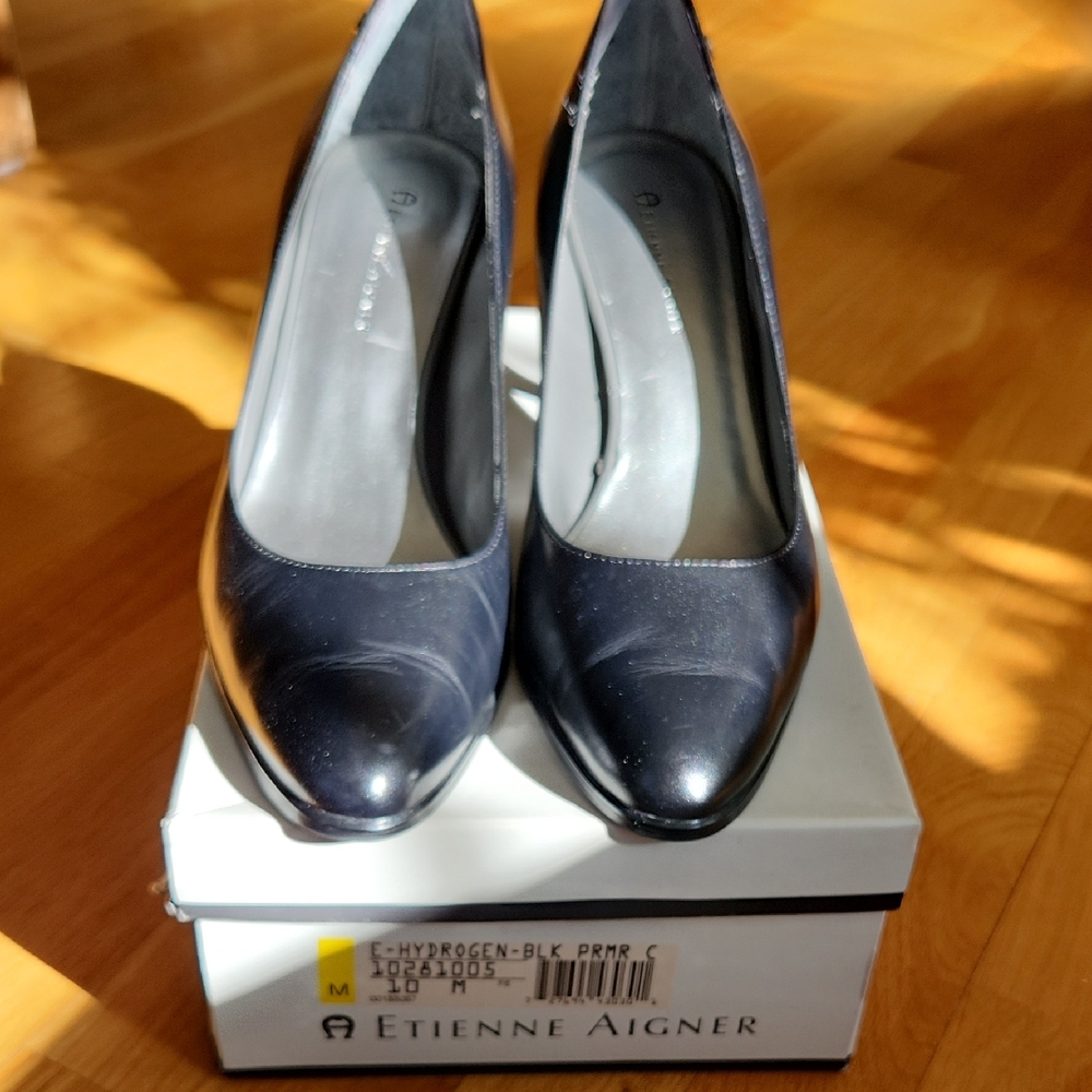 Etienne Aigner Black Leather Women's Heels